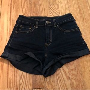 Forever 21 Dark Wash Navy Blue Denim Short Shorts